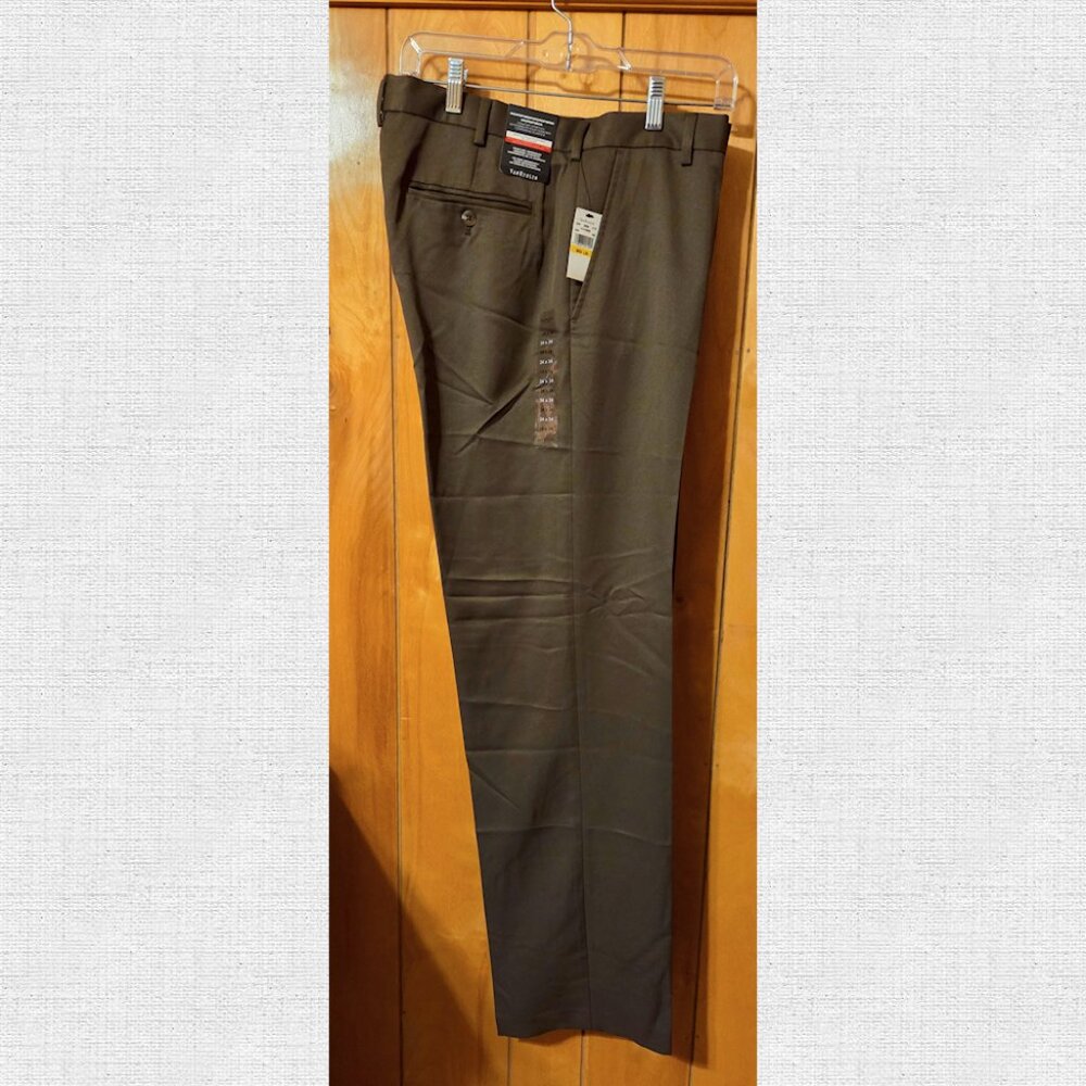 Van Heusen Brown Microfiber Comfort Stretch Men's Trouser Size 34x34